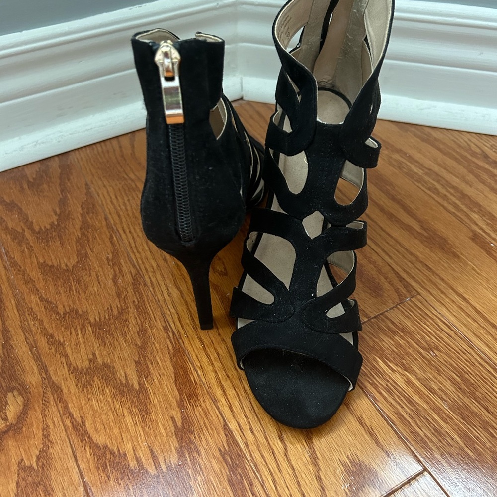 Black open toe heels